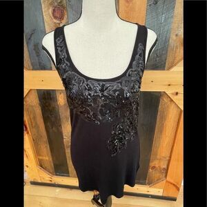Express sequin design front black tank top size S